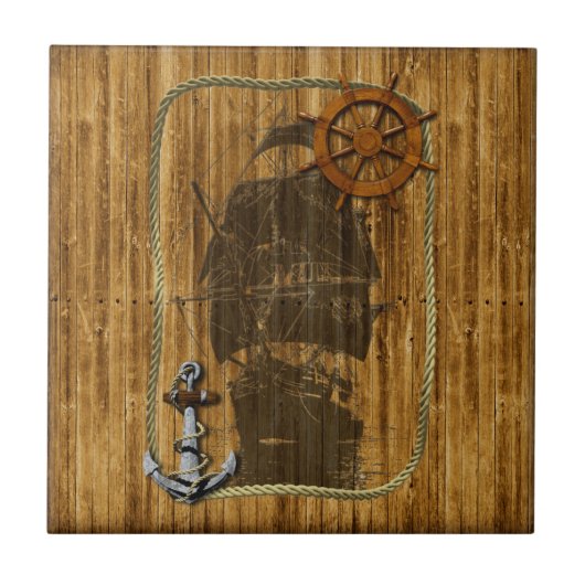 Alte Welt Segeln Fliese (Vorderseite)