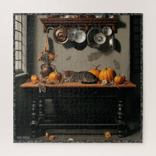 ALTE WELT STILLEBEN MIT KATZE PUZZLE (Vertikal)
