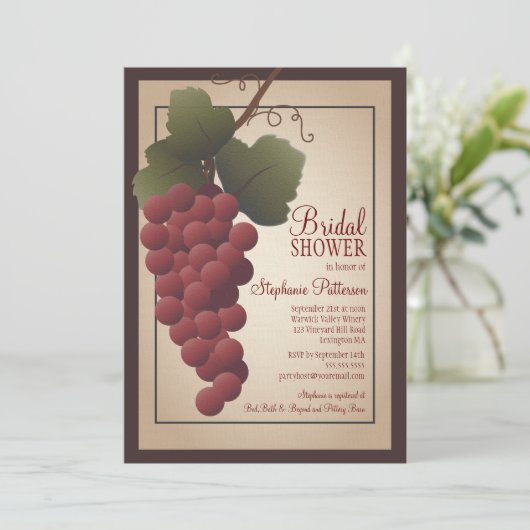 Alte Welt Toskanisches Brautparty Grapevine Einladung (Stehend Vorderseite)