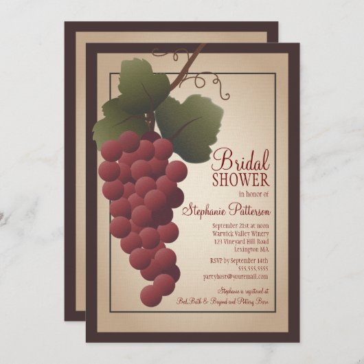 Alte Welt Toskanisches Brautparty Grapevine Einladung (Vorne/Hinten)