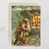 Alte Welt Vater Weihnachten im Schnee mit Geschenk (Vorne/Hinten)