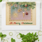 Alte Welt Vater Weihnachten und dekorierte Bäume Geschirrtuch (Gefaltet)