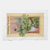 Alte Welt Vater Weihnachten und dekorierte Bäume Geschirrtuch (Horizontal)