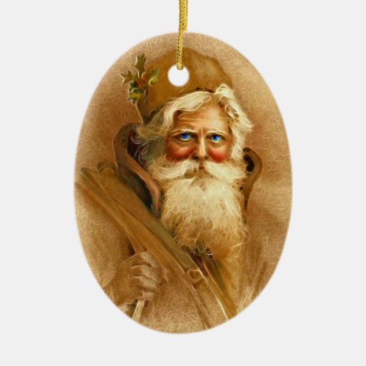 Alte Welt viktorianischer Weihnachtsmann Keramikornament (Vorne)