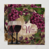 Alte Welt Vintag Rote Weintrauben Weinverkostung Einladung (Vorne/Hinten)