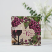 Alte Welt Vintag Rote Weintrauben Weinverkostung Einladung (Stehend Vorderseite)