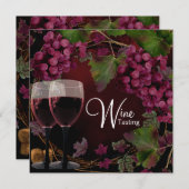 Alte Welt Vintag Rote Weintrauben Weinverkostung Einladung (Vorne/Hinten)
