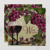 Alte Welt Vintag Rote Weintrauben Weinverkostung Einladung (Vorne/Hinten)