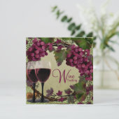 Alte Welt Vintag Rote Weintrauben Weinverkostung Einladung (Stehend Vorderseite)