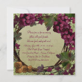 Alte Welt Vintag Rote Weintrauben Weinverkostung Einladung (Rückseite)