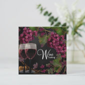 Alte Welt Vintag Rote Weintrauben Weinverkostung Einladung (Stehend Vorderseite)