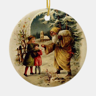 Alte-Welt-Weihnachtsmann-Ornament (Kreis) Keramik Ornament