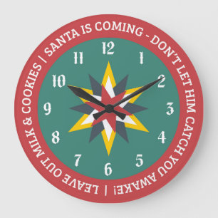 Alte Welt Weihnachtsuhr mit Santa-Anzeige Große Wanduhr