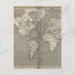 Alte Weltkarte 1820 Postkarte