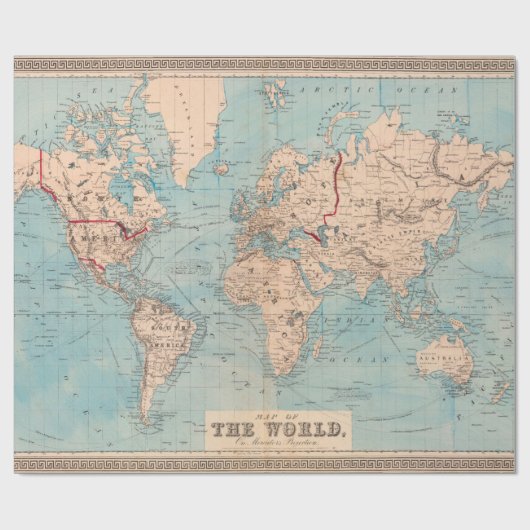 Alte Weltkarte (1876) Geschenkpapier (Flach)