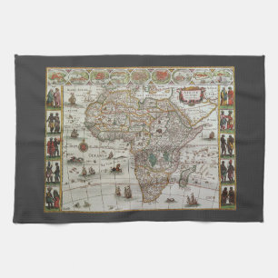 Alte Weltkarte Afrikas von Blaeu, ca. 1635 Handtuch