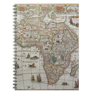 Alte Weltkarte Afrikas von Blaeu, ca. 1635 Notizblock
