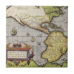 Alte Weltkarte Amerikas von Abraham Ortelius Fliese