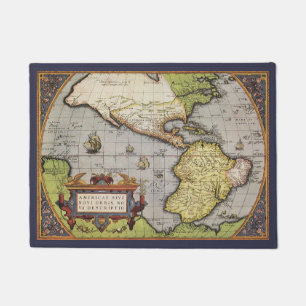 Alte Weltkarte Amerikas von Abraham Ortelius Fußmatte