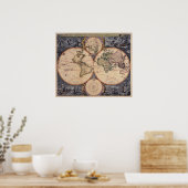 Alte Weltkarte Antike Karte für Poster (Küche)