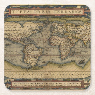 Alte Weltkarte Antiker Atlas Rechteckiger Pappuntersetzer