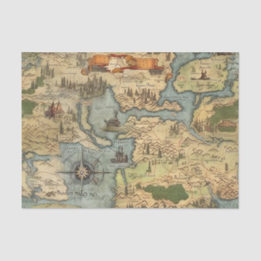 Alte Weltkarte Antikes Vintages Dekoupage Papier (Vorderseite)