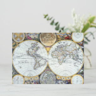 Alte Weltkarte, Atlas Maritimus von John Seller Einladung