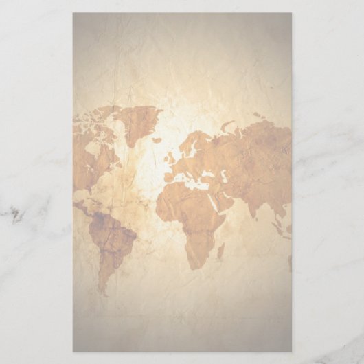 alte Weltkarte auf Vintagem gekrümmtem Papier (Vorderseite)