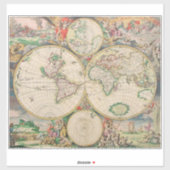 Alte Weltkarte Aufkleber (Blatt)