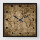 Alte Weltkarte - benutzerdefinierte Uhr (Vorderseite)