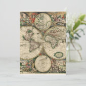 Alte Weltkarte Einladung (Stehend Vorderseite)