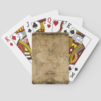 Alte Weltkarte für das Spielen von Karten Spielkarten