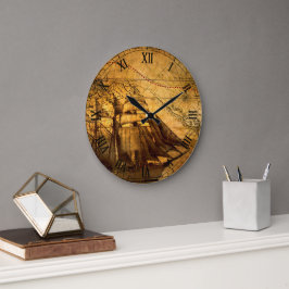 Alte Weltkarte Große Wanduhr