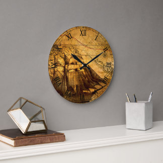 Alte Weltkarte Große Wanduhr