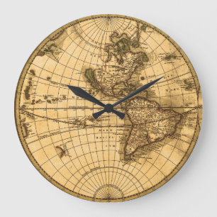 Alte Weltkarte Große Wanduhr