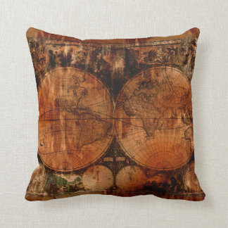 Alte Weltkarte Grunge Decke Kissen