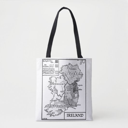 Alte Weltkarte Irlands KunstIllustration Tasche (Vorderseite)