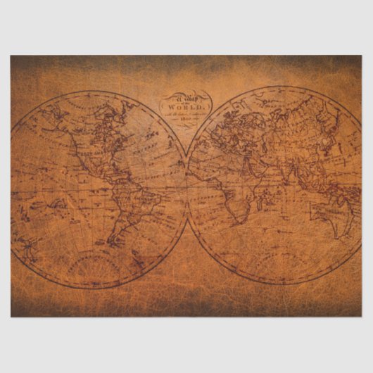 Alte Weltkarte Klassisches Vintages rustikales Des Seidenpapier (Vorderseite)