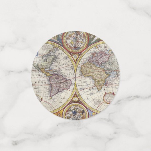 Alte Weltkarte Konfetti (Klein Vorderseite)