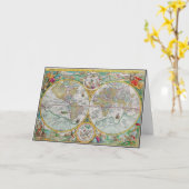 Alte Weltkarte mit farbenfrohen Kunstwerken Karte (Gelbe Blume)