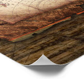 Alte Weltkarte mit Kompass Poster (Ecke)