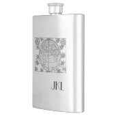 Alte Weltkarte mit Monogramm Flachmann (Links)