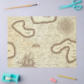 Alte Weltkarte mit Schiff auf Cream Decoupage Seidenpapier (Basteln)