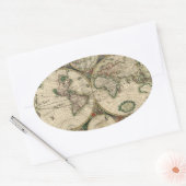 Alte Weltkarte Ovaler Aufkleber (Umschlag)