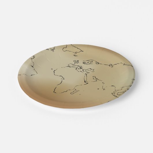 Alte Weltkarte Pappteller (Schrägansicht)