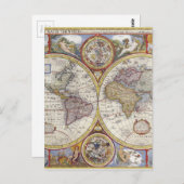 Alte Weltkarte Postkarte (Vorne/Hinten)