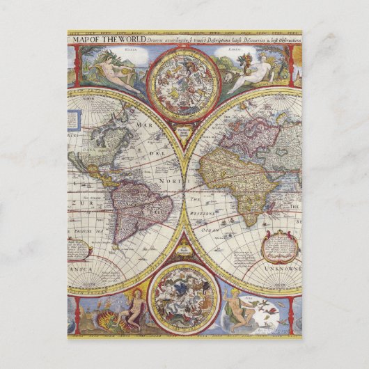 Alte Weltkarte Postkarte (Vorderseite)