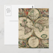 Alte Weltkarte Postkarte (Vorne/Hinten)