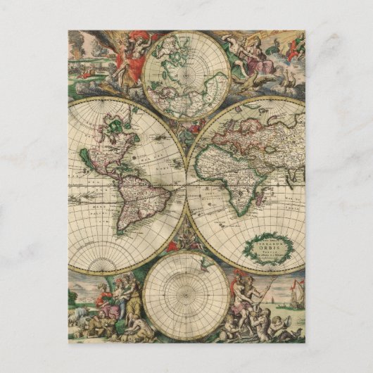Alte Weltkarte Postkarte (Vorderseite)