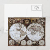 Alte Weltkarte Postkarte (Vorne/Hinten)